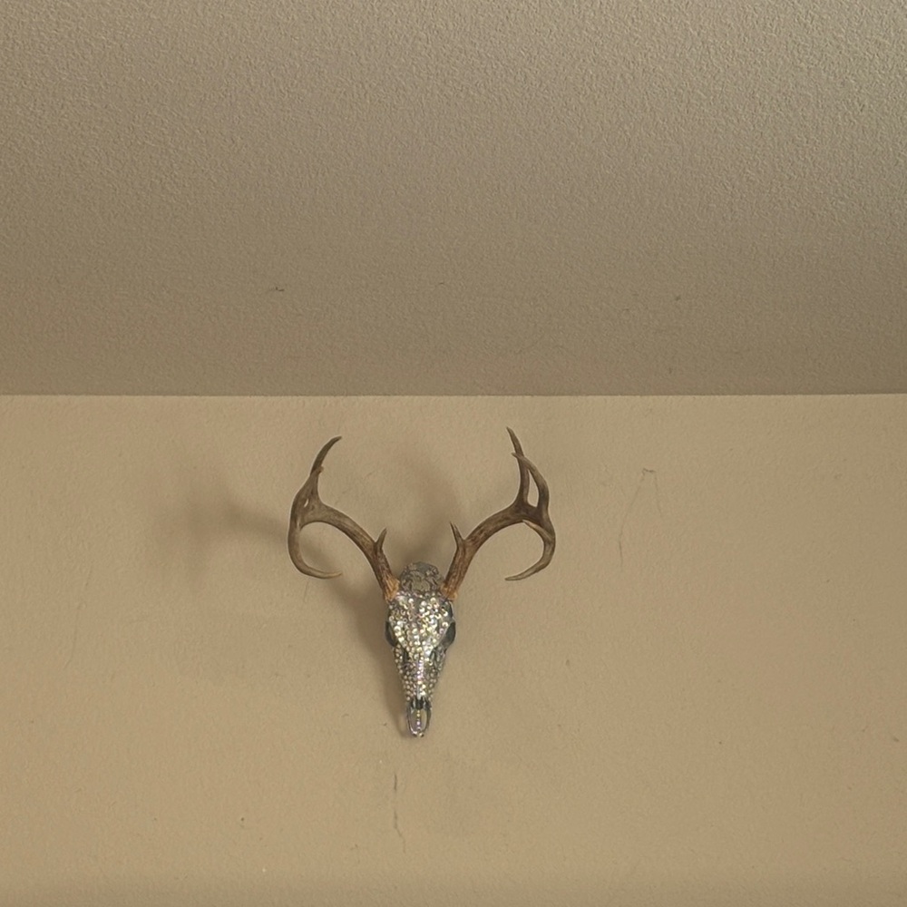 Sparkling Silver and Brown Deer Skull Wall Art